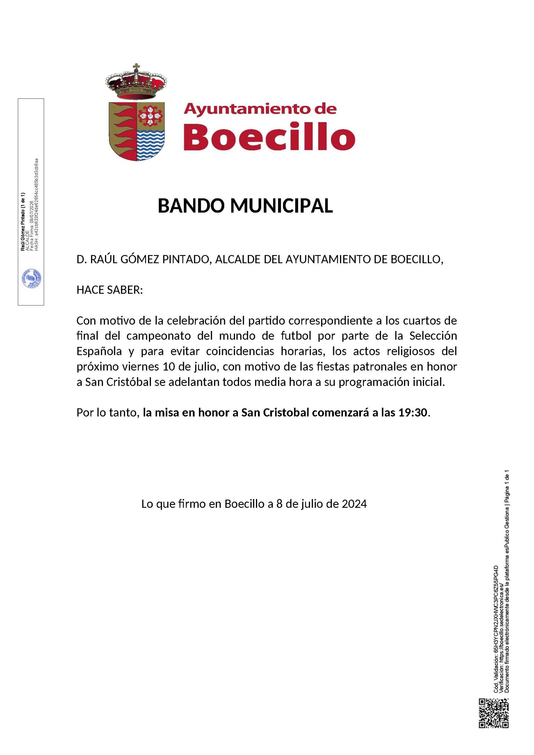 BANDO MUNICIPAL SAN CRISTÓBAL 2026